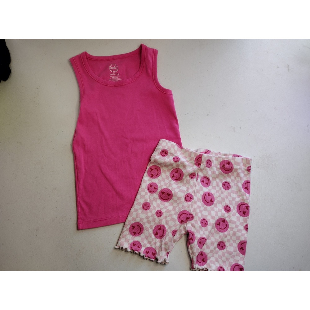 Pink‎ Tank Top and Lucky Daisy Smiley Face Biker Shorts Set Size 5
